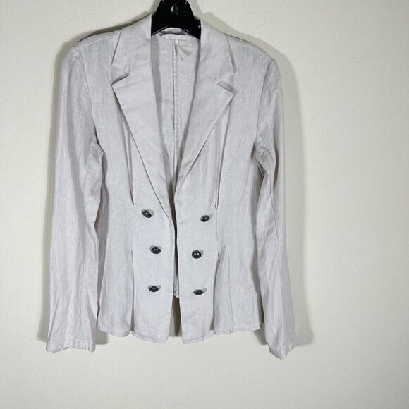 Free People Linen Blend Military Blazer Jacket Double Breasted Womens XS Beige - Picture 1 of 7